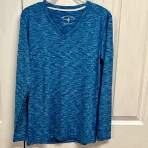 Beverly Hills Polo Club Blue Patterned V-Neck Athletic Top Size M